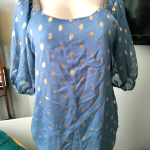 Metallic polka dots blouse